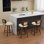 Set Of 3 Counter Height Bar Stools - 26 Inch Rattan Counter Height Stools With Cane Back, Upholstered Seat, Walnut Craftsmanship, Swivel Counter Stools For Island/Kitchen/Counter/Bar (Walnut /Beige)