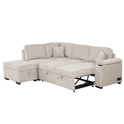 84.52" Bed With Storage, 2 In 1 Pull Out Couch For Living Rooms. Plywood Structure, Foam Padding Upscale Comfort , Apartments. Dense Interior
