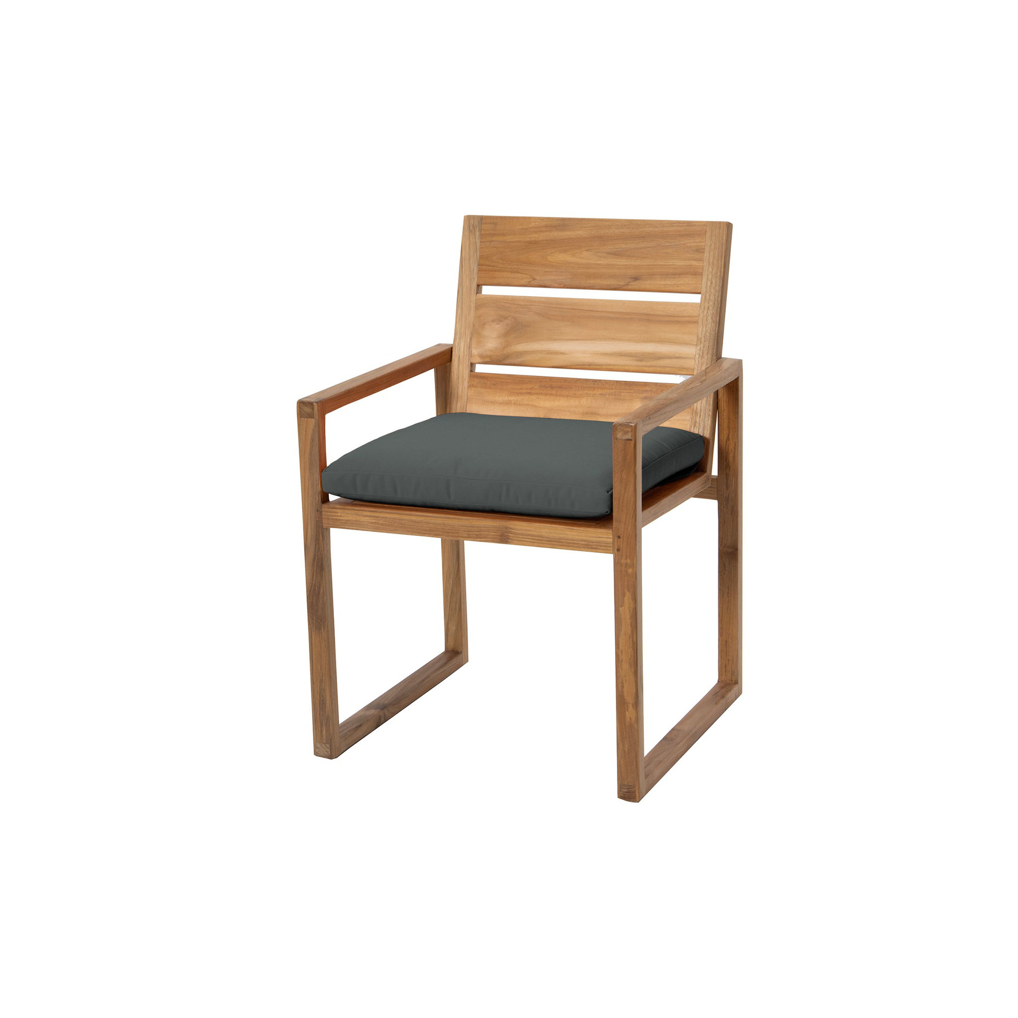 Uvita Teak Patio Dining Armchair with Cushion, Coal