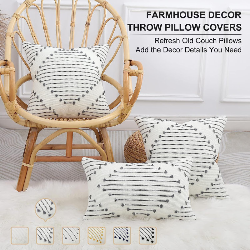 Housse de coussin , Gris / blanc crème