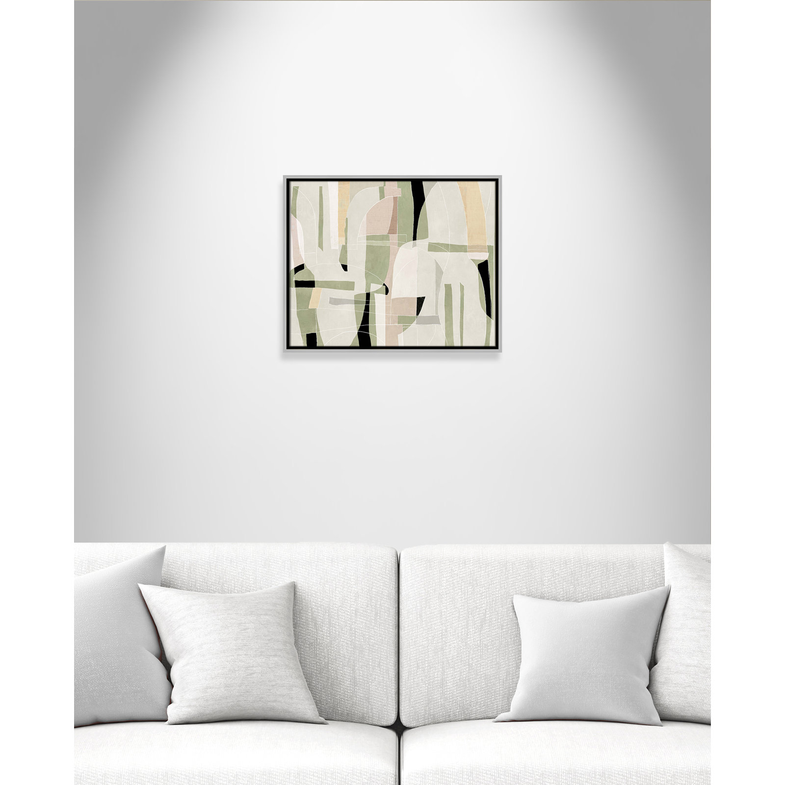 Sunny Barcelona - Floater Frame Canvas, 21.5" W x 17.5" H, Silver
