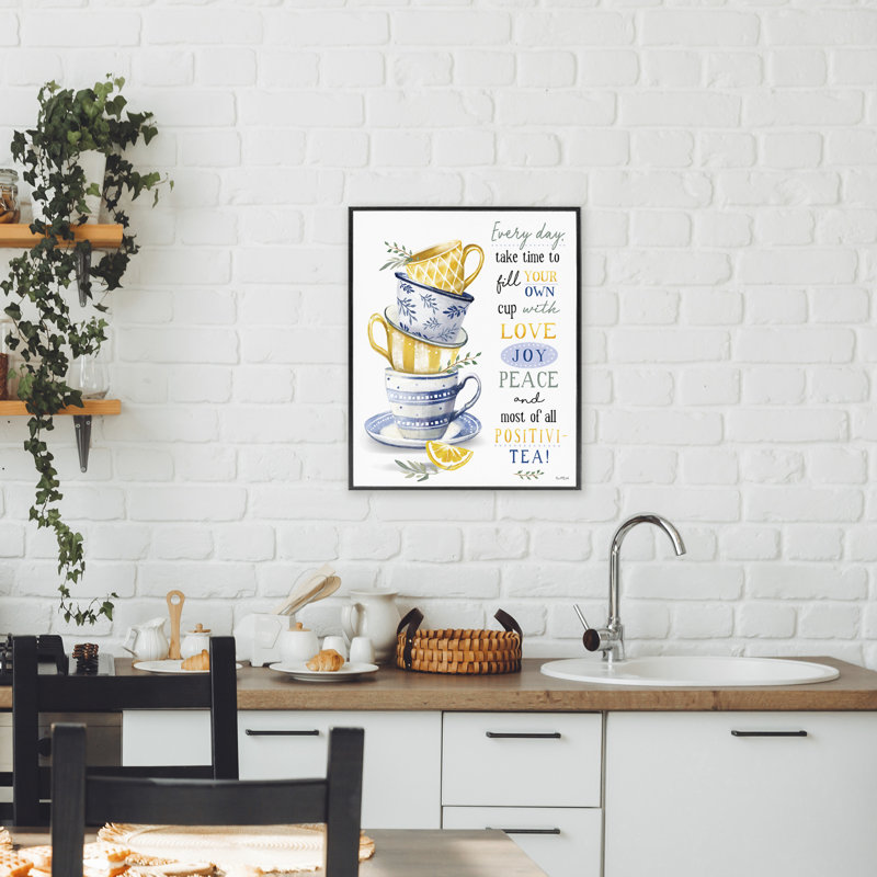 Remplissez votre tasse de thé, estampe numérique, conception par Elizabeth Tyndall, H 20 po x l 16 po