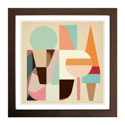 Ice Cream Suprematism - Single Picture Frame Print on Wood