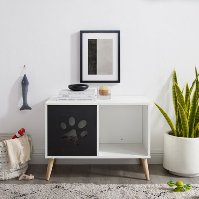 Sam's Pets Convertible 22" Black and White Cat Condo End Table