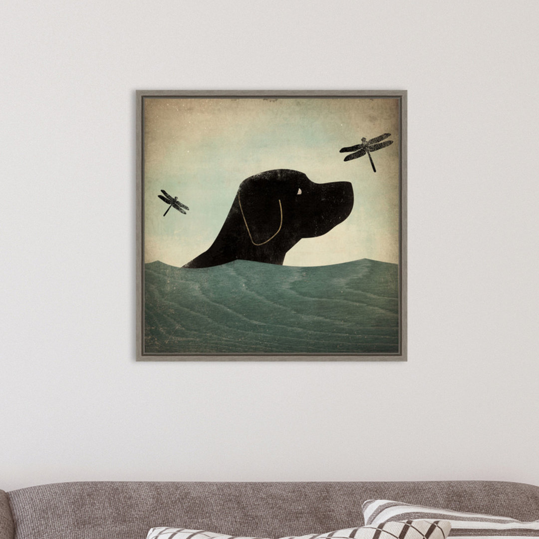 " Black Dog Swim " by Ryan Fowler Painting Print Winston Porter