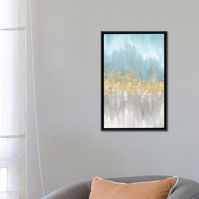 Longueurs d’ondes neutres, imprimé sur toile, H 26 po x l 18 po x P 1,5 po, Toile avec cadre noir, Pas de tapis