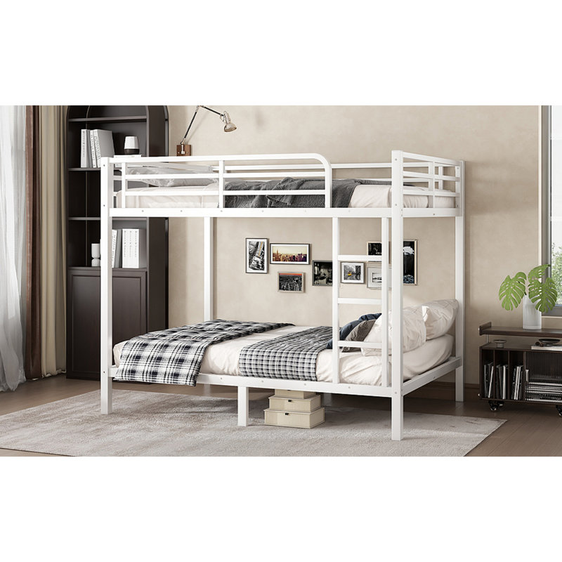 Metal Bunk Bed For Teens And Adults,Space-Saving/Noise Reduced/No Box Spring Needed, Full Over Full, Off White