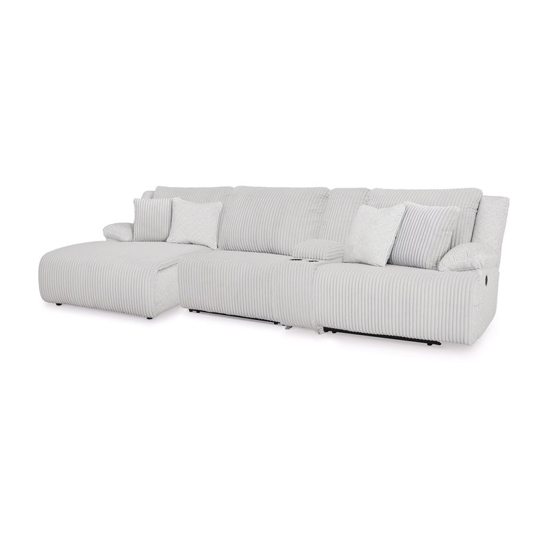 Canapé modulaire inclinable 4 pièces avec méridienne, Polyester blanc