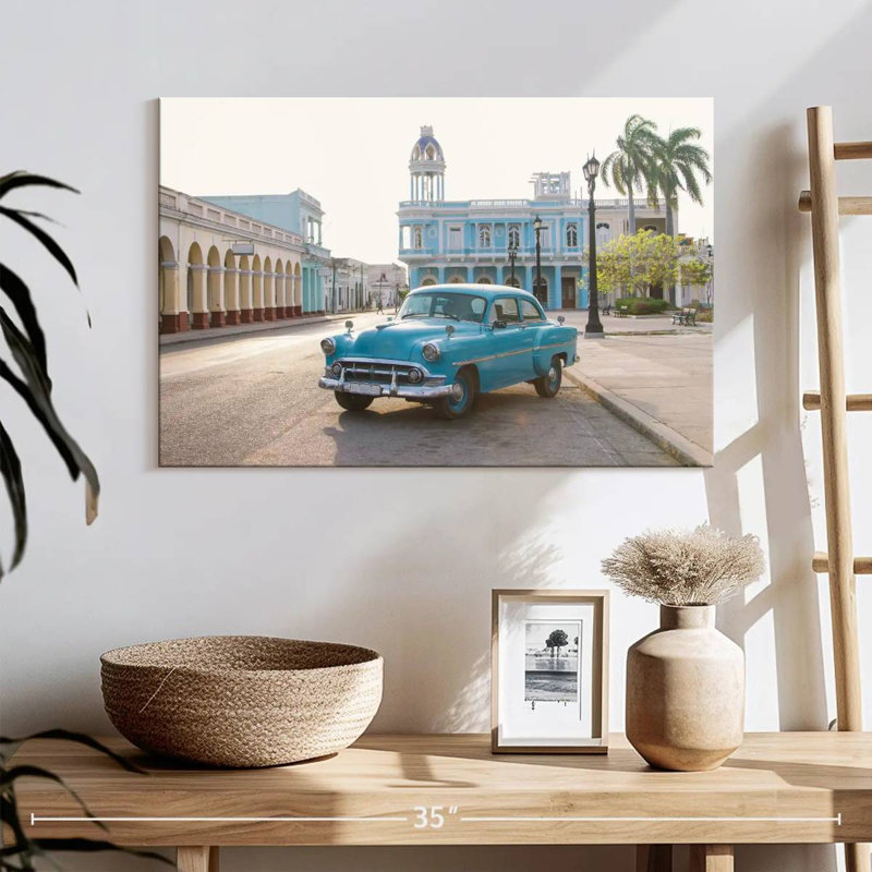 Mehar Blue Cuban Car, 30" H x 45" W