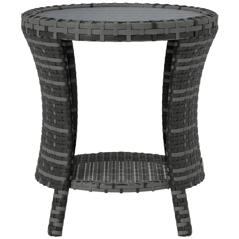 Outdoor Wicker Side Table And Coffee Table For Patio And Garden | Gift Idea, Gray