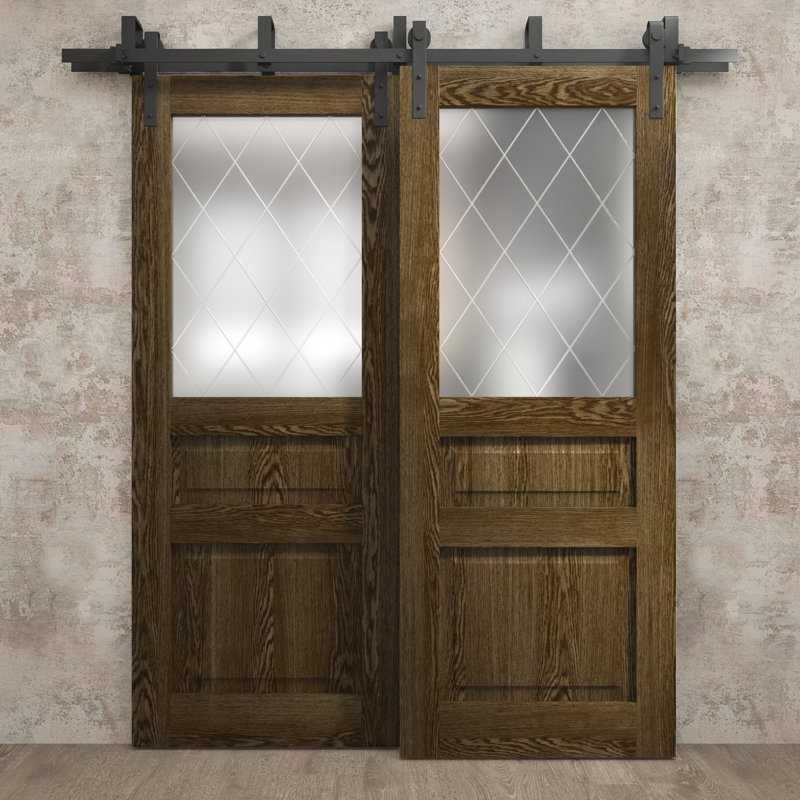 Portes coulissantes de grange coulissantes pour garde-robe | Ego 5011 | Ensemble de quincaillerie Modern Rails | Portes de garde-robe de chambre en bois massif