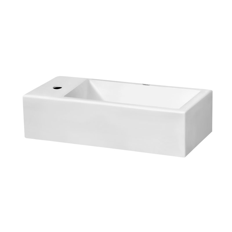 Lavabo de salle de bain rectangulaire en porcelaine vitrifiée blanche 9,875 po Whitehaus, Côté gauche