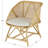 Cole And Grey Rattan Woven Squared Living Room Accent Chair With White Fabric Cushion