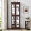 Armoire éclairée en verre avec poignée rétro et teinte cerisier foncé - 70,86 po Tablette de cuisine haute éclairée de couleur mobile