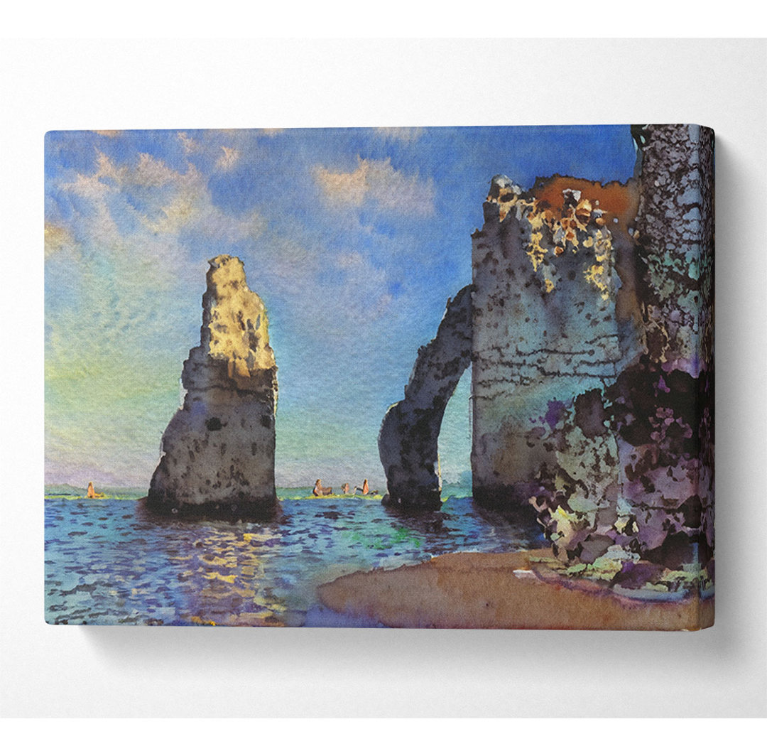 Monet die felsigen Klippen von Etretat - Kunstdrucke auf Leinwand