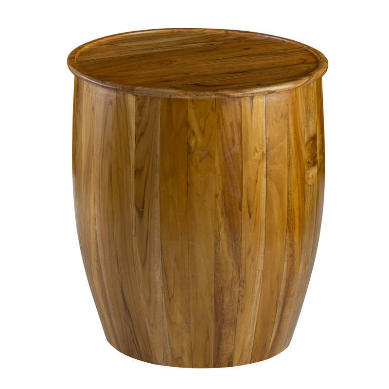 22X22x25" Tapered Base Drum Side Table With Tray Top - Ideal For Living Room Decor Artistic Wood Style Create Art In Your Home