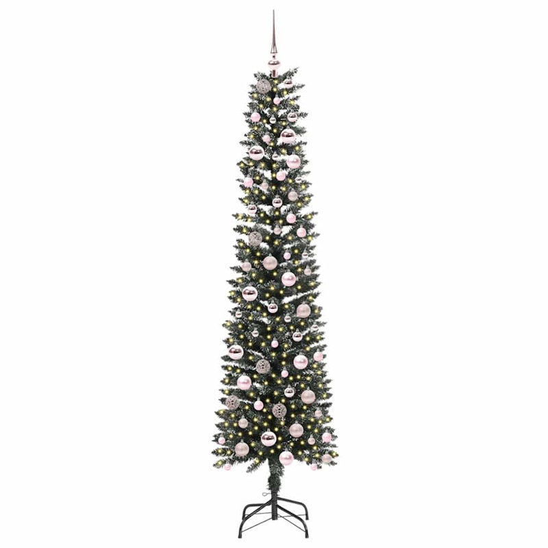 Artificial Christmas Tree with 300 LEDs Green, 6.89' H, Pink