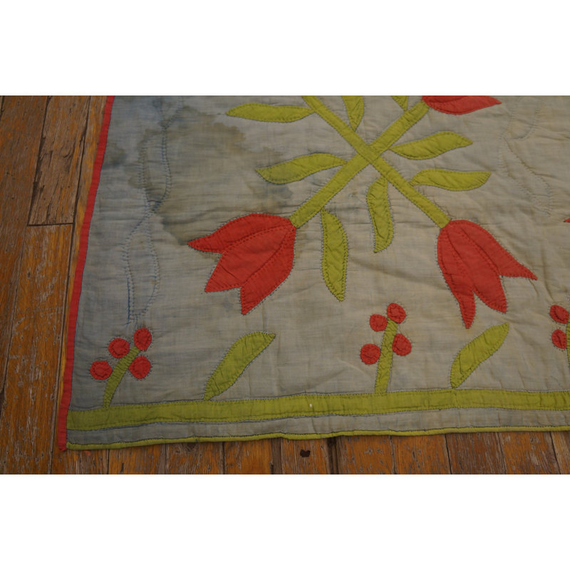 Antique Quilt America Floral Flat Weave Rug