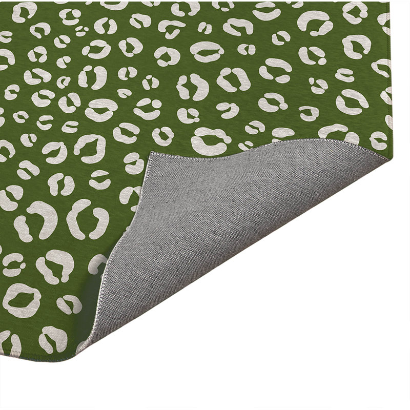 Tapis de cuisine Leopard Play, Vert olive, Rectangle 5 pi x 7 pi