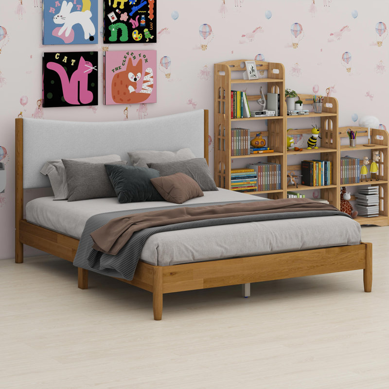 Cadre de lit minimaliste avec tête de lit moelleuse et pieds de soutien intégrés