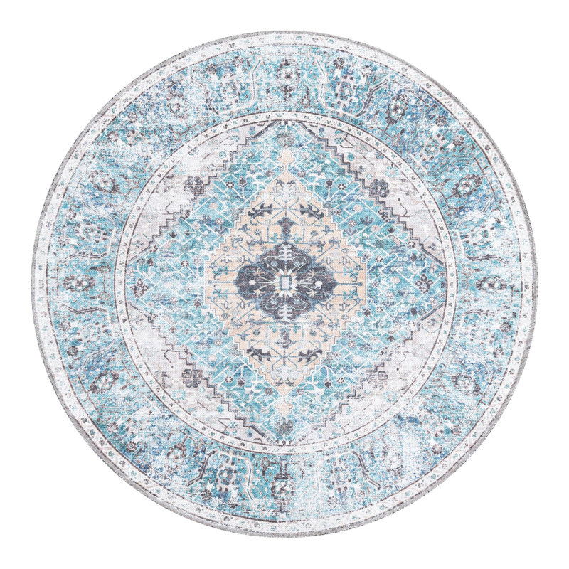 Olf Washable Oriental Indoor Rug, Round 4'
