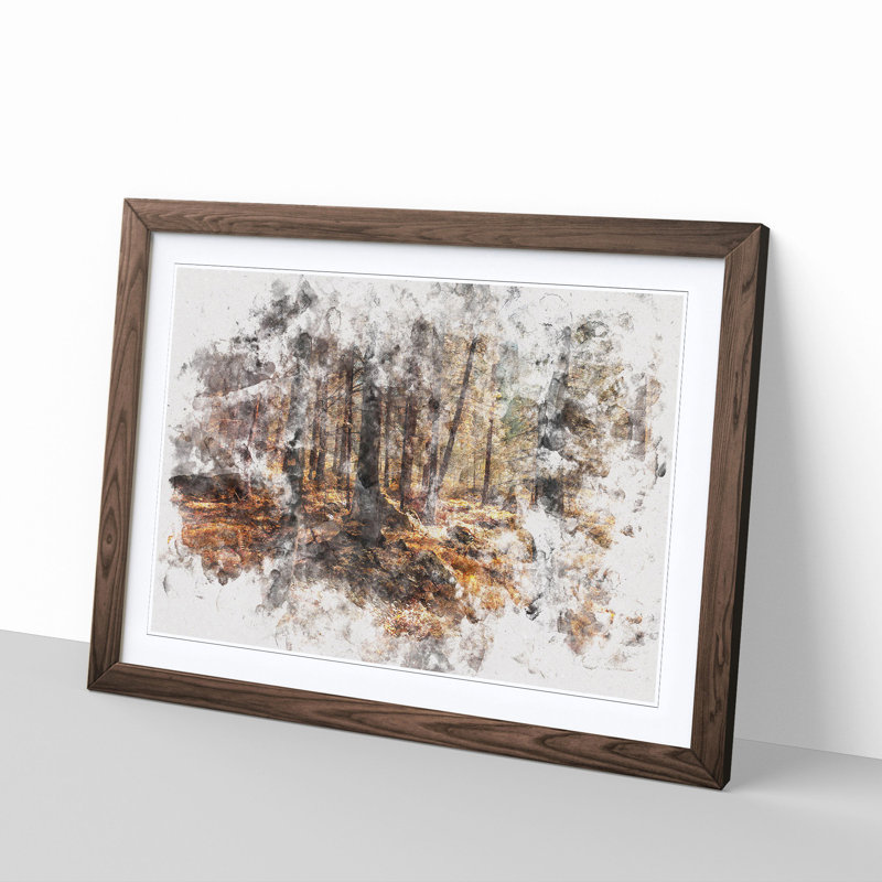 Within The Woods Watercolour Framed Print, 62cm H x 87cm W x 2cm D, Walnut Framed