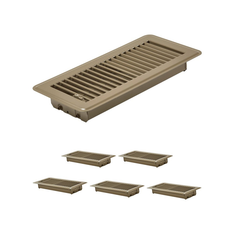 Registres de plancher 4 évents de plancher en fer pour grilles de ventilation CVC brun