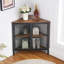 Table de bout Kempst, tablettes de présentation à 3 niveaux avec porte de protection, armoire de rangement-619487600