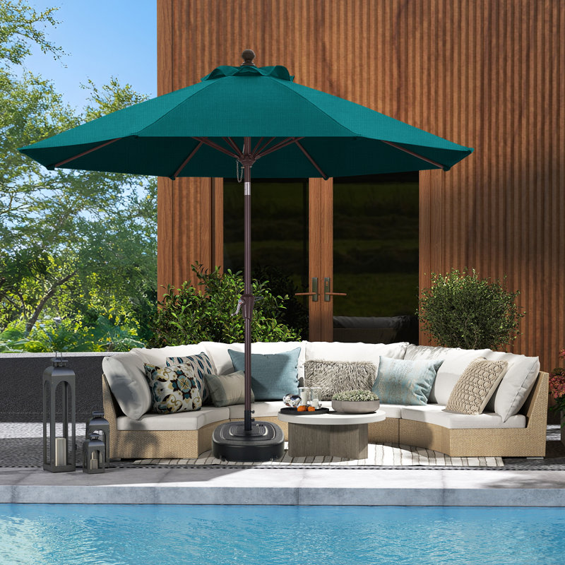 Parasol de patio en oléfine 9 pi 9 pi, Turquoise