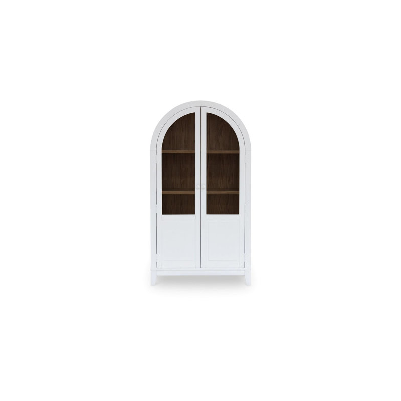 Deno Accent Curio Cabinet, 2 Arched Glass Doors, 74 Inch White