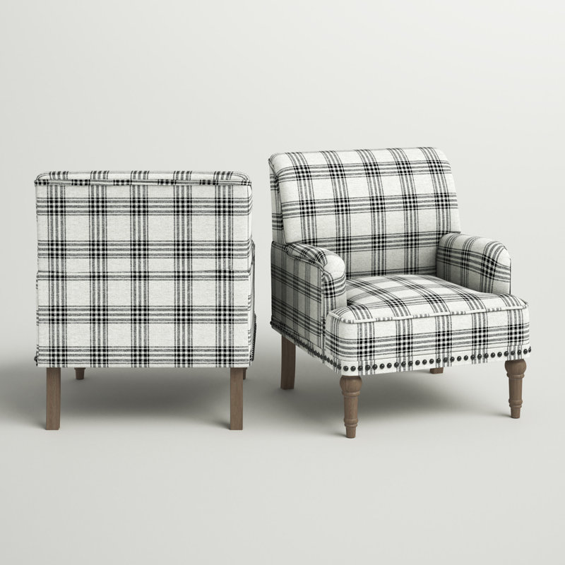 Fauteuil de 28,7 po de largeur avec pieds en bois massif Lester, 100% polyester noir