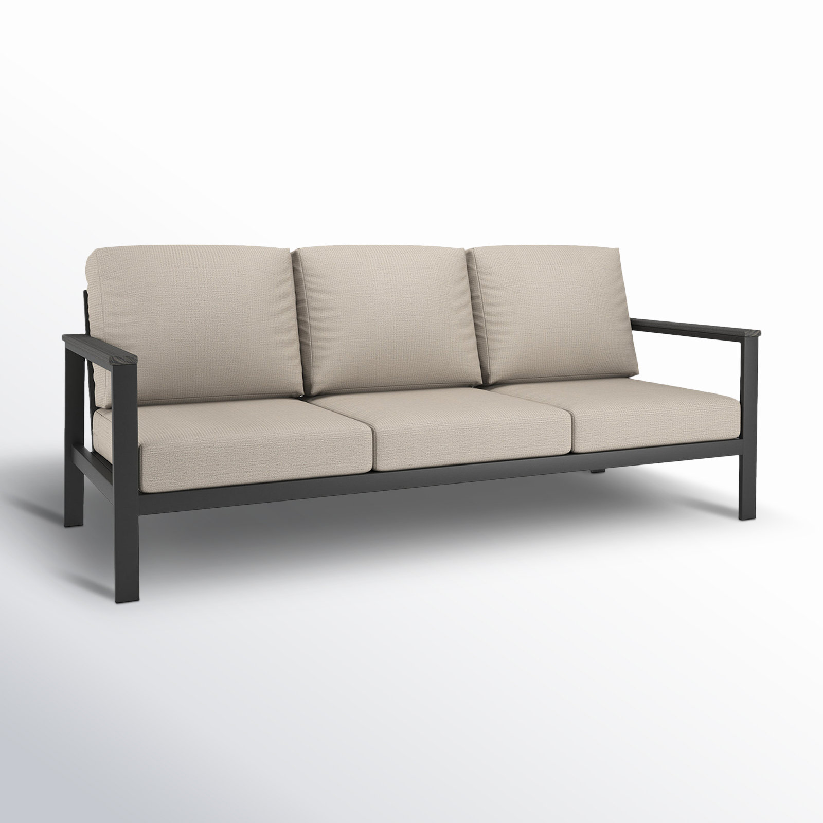 Townsend 80.3" Wide Outdoor Patio Sofa with Sunbrella Cushions, Cast Silver Sunbrella®, White