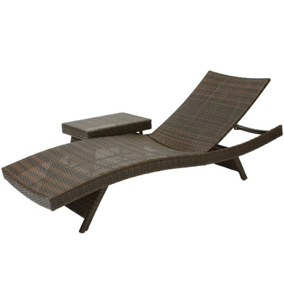 Lisbeth 2 Piece Adjustable Lounge and Wicker Table Reclining Chaise Lounge by Bay Isle Home