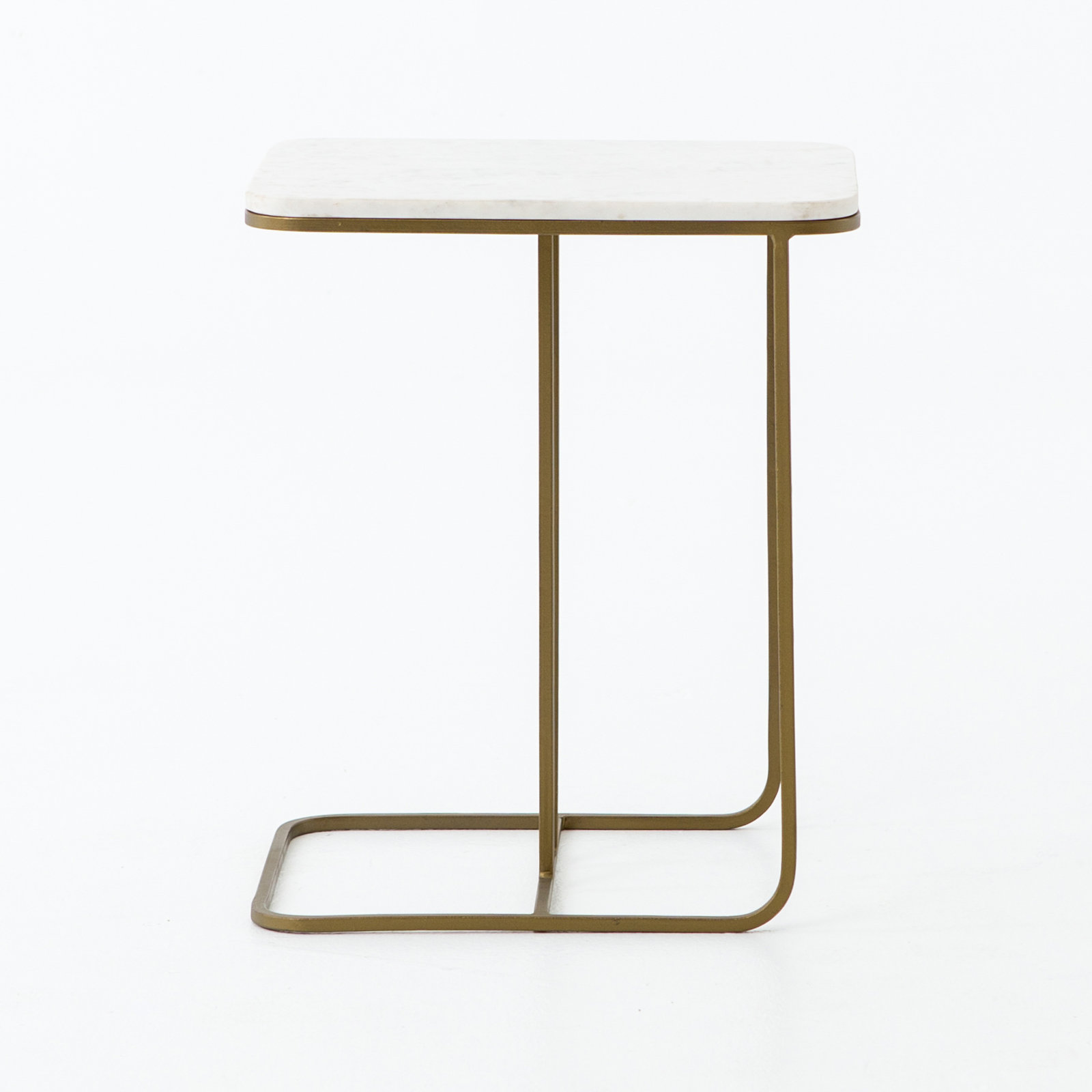 Erlinda End Table, Brass, White