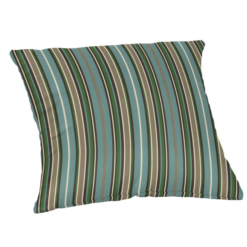 Casual Cushion Stripe Sunbrella® Fabric 1-Piece Indoor/Outdoor Square Throw Pillow, 18"H x 18"W, Foster Cilantro Sunbrella®