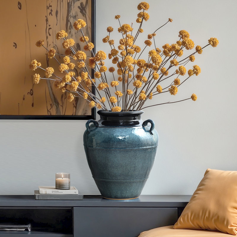 Vase en céramique bleu océan 15,8 po
