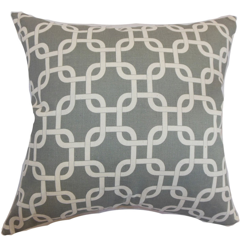 Coussin 100 % coton, 18 po x 18 po, Gris, Pas de remplissage