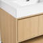 Ensemble de meuble-lavabo 36 po avec lavabo en résine, 2 portes à fermeture douce, ensemble de meuble-lavabo en bois massif multicouche finition chêne pour salle de bain, salle d'eau