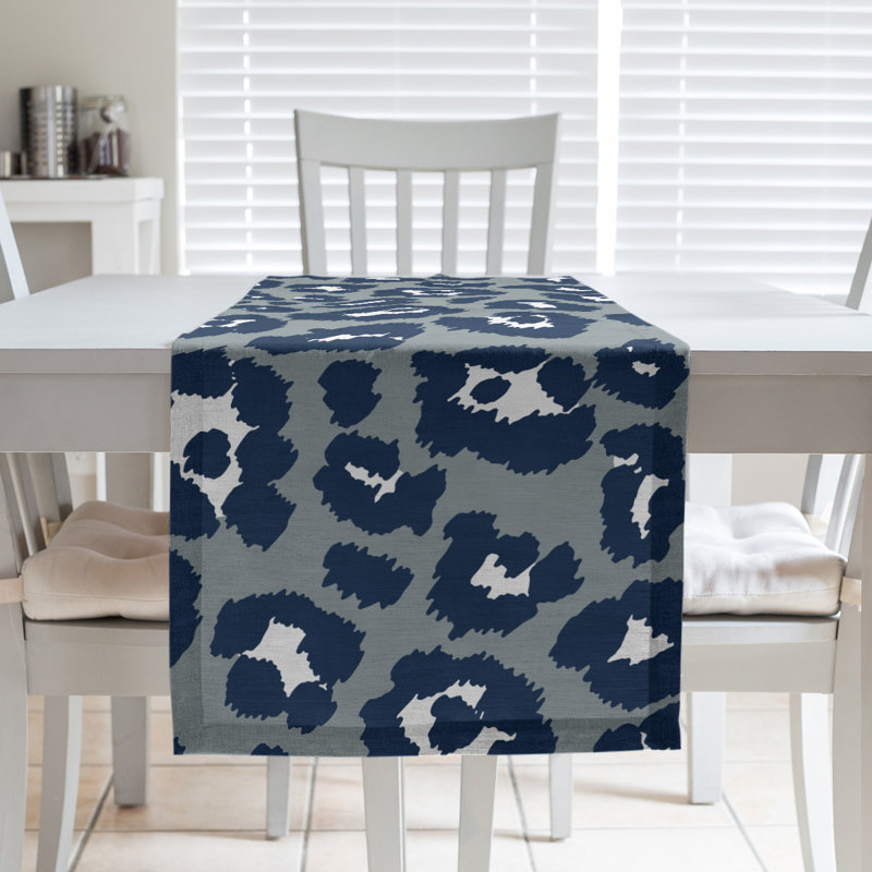 Animal Print Table Runner, Silver/Black/White, 90" x 16"