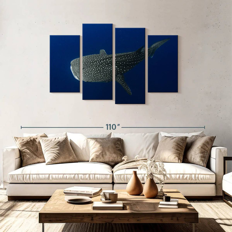 Brampt Whale Shark In Deep Blue Water, 48" H x 75" W