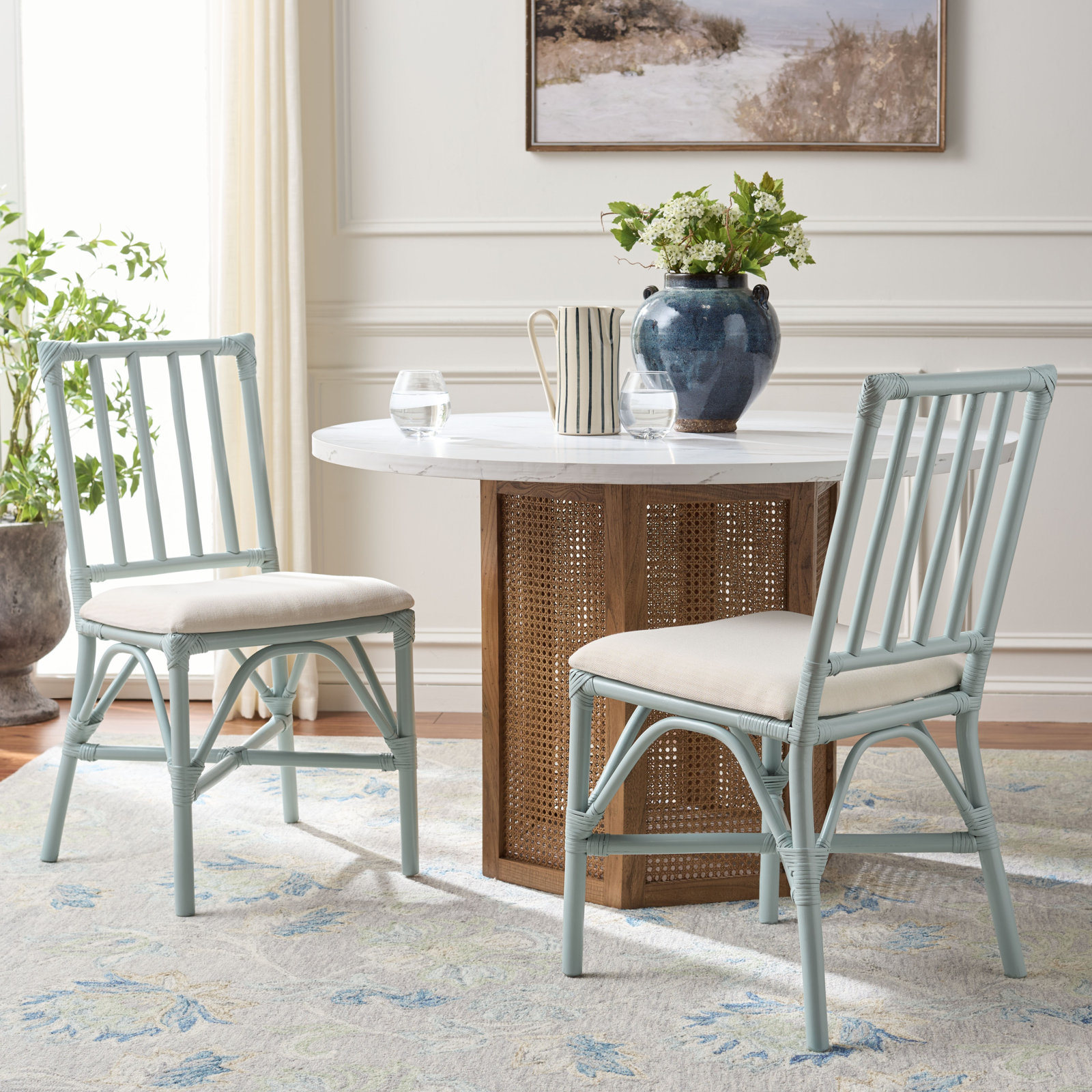 Mylinda Accent Chair with Cushion, Light Blue