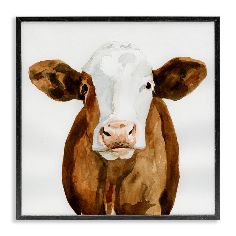 «Holstein Country Cow» par Victoria Barnes, impression sur toile, H 12 po x l 12 po, Giclée encadrée noir minuit