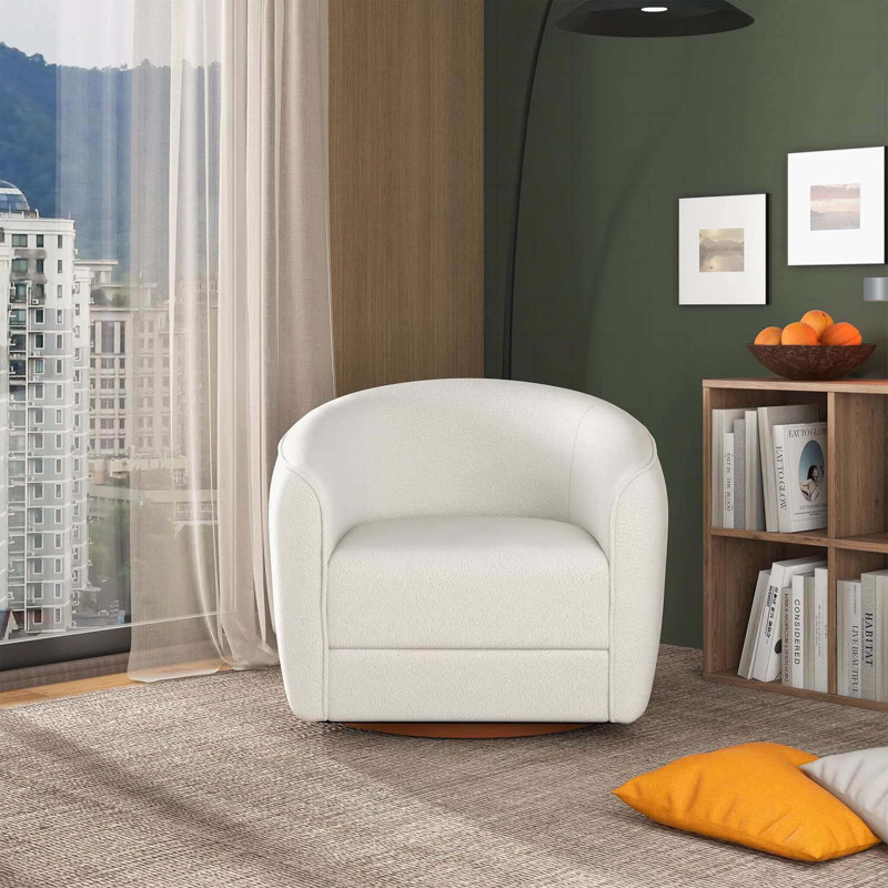 Chaise pivotante moderne en velours foncé Elise, Boucle blanc