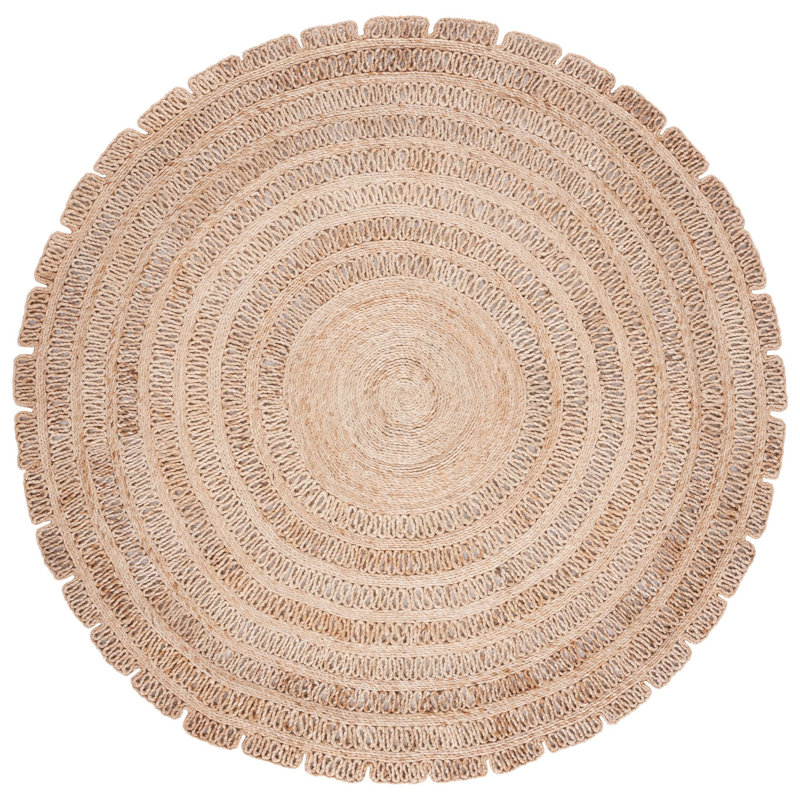 Ceceila Natural Fiber Flat Weave Jute Solid Color Rug, Round 3'