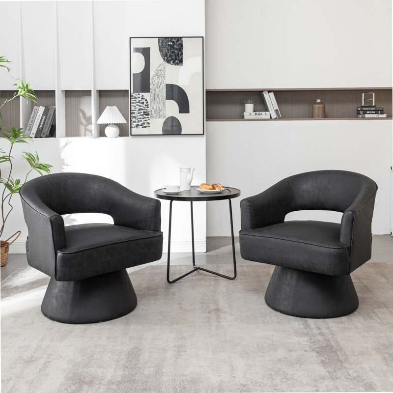 Fauteuil demi-tonneau pivotant de 28 po Kenzlee, Polyester gris