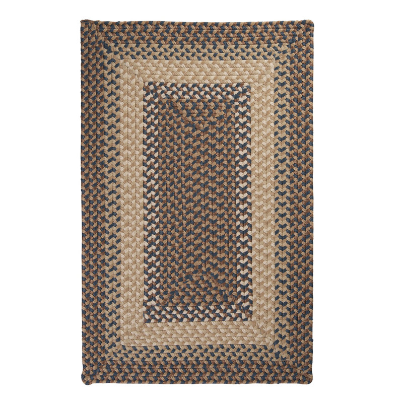 Tapis bleu à motif géométrique tressé Dietz, Tapis de couloir 2 pi x 10 pi