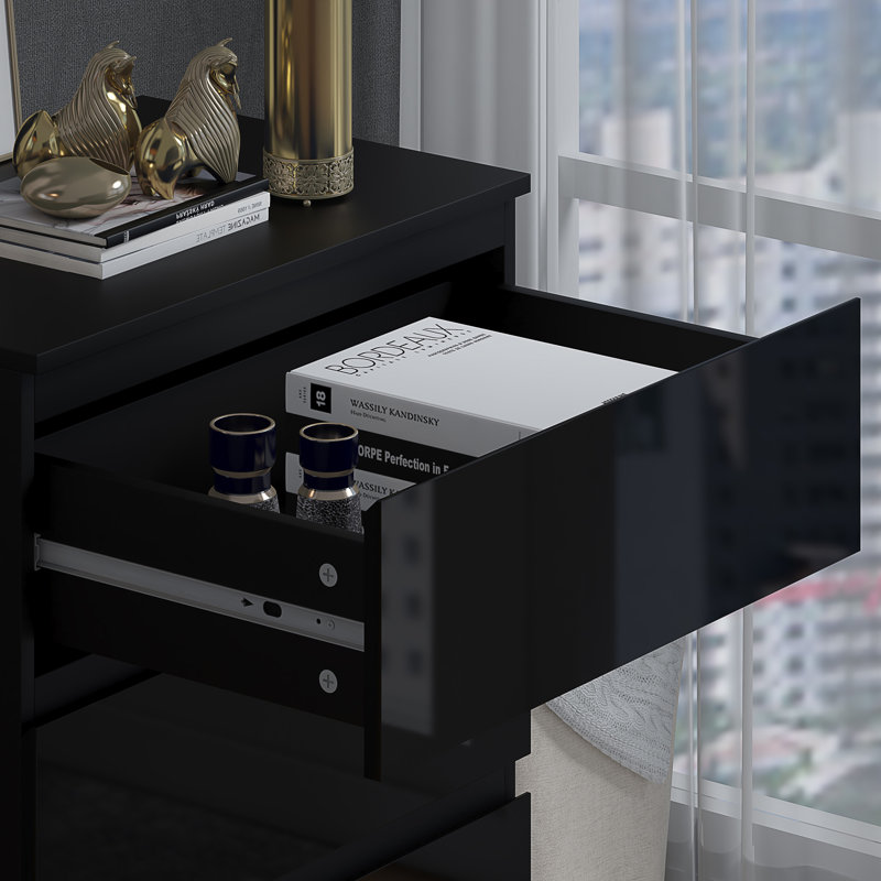 Warren 60cm 3 Drawer Chest of Drawers, Black Gloss