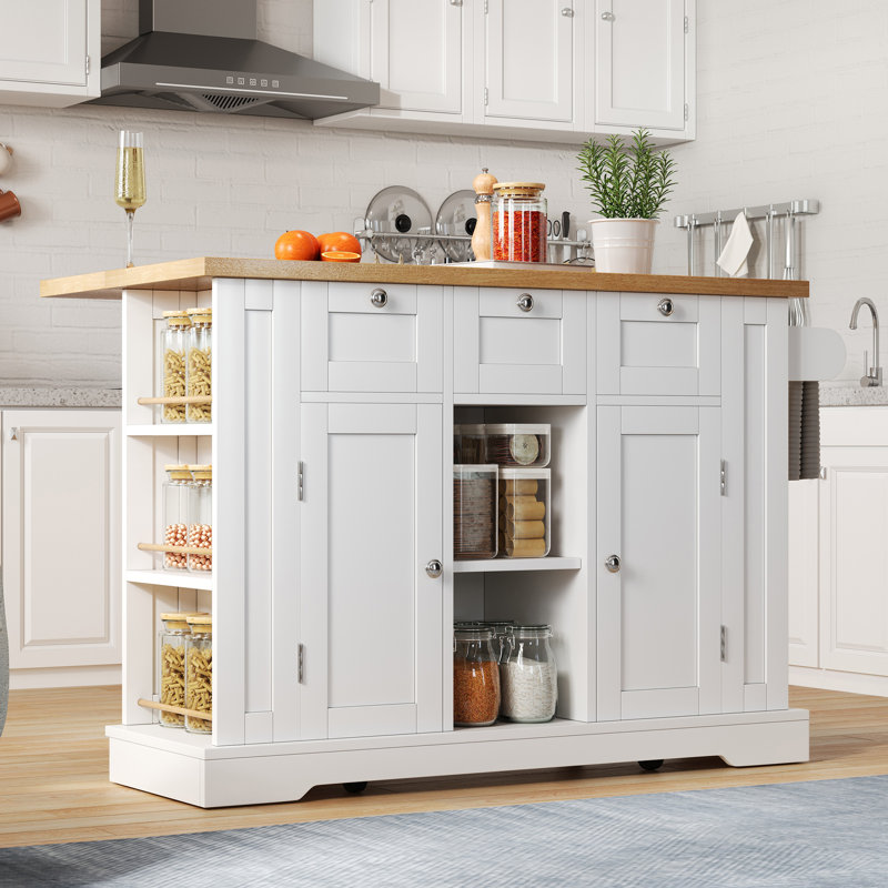 132 cm W Kitchen Island with Top, White