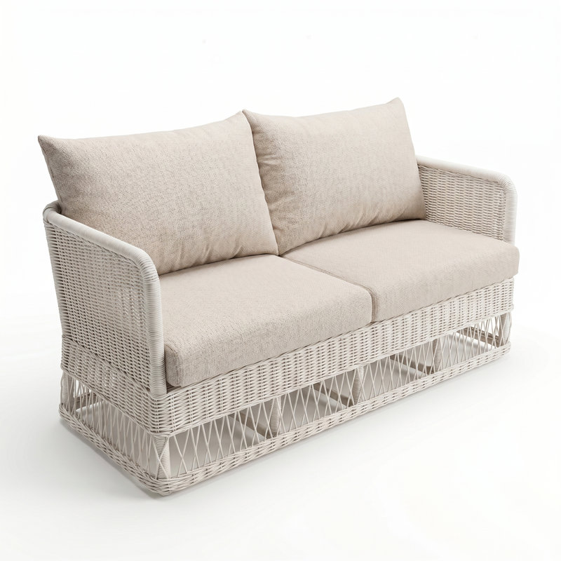 Destin Pebble Outdoor Patio Sofa - Bliss Linen, Bliss Linen, White