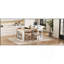 Table de salle à manger extensible avec plateau pliable, table de bar avec tiroirs et prise de courant, îlot de cuisine avec roulettes et crochets, buffet pour la cuisine et la salle à manger (blanc crème et naturel)